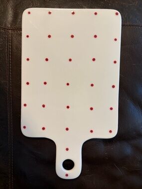 White Ceramic Paddle Board with Red Polka Dots by mateceramica